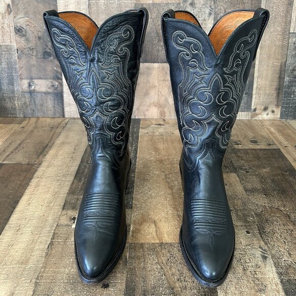 Lucchese 1883 Black N1613J4 Western Cowboy Boots Mens 9 D - Picture 1 of 13